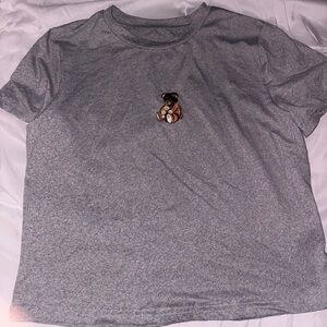 Gray T-Shirt with Teddy Bear Patch